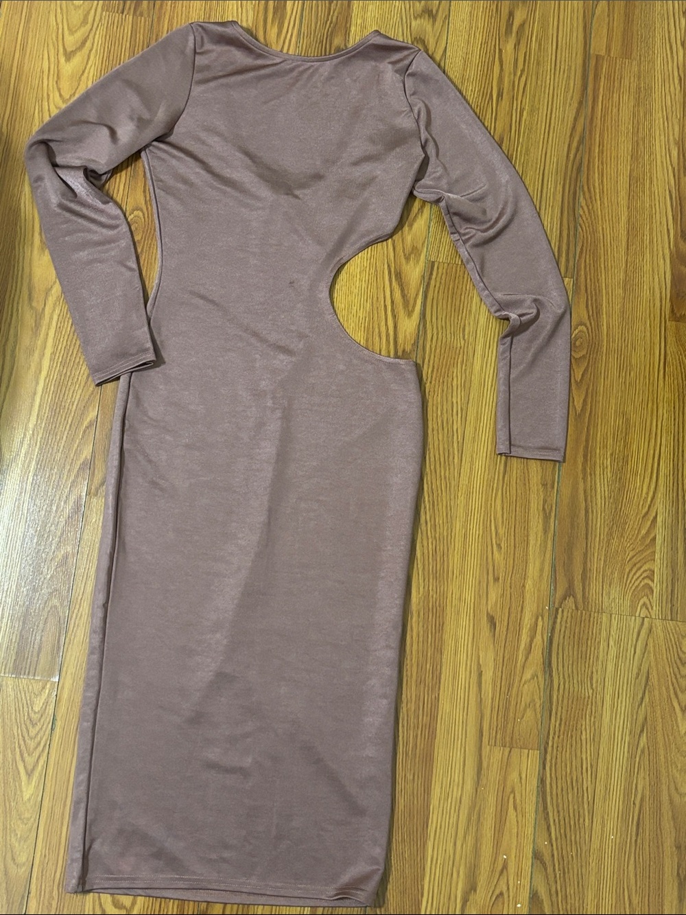 Fashion Nova Long Sleeve Side Cutout Bodycon Dress - Mauve Taupe
